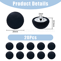 アルミシャンクボタン付きベルベット20個  1穴  きのこの形  ブラック  20x13.5mm  穴：2mm&nbsp;BUTT-FH0001-009A
