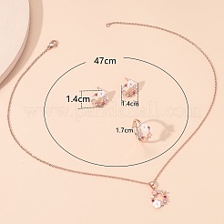 女性用フラワー合金＆樹脂イヤリング＆ペンダントネックレス＆リングセット  ローズゴールド  470mm&nbsp;WGA2AA0-01