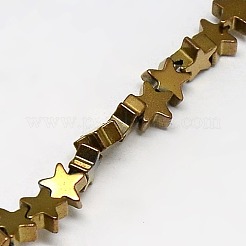電気メッキ磁気無し合成ヘマタイトビーズ連売り  スター  グレードAAAA  銅メッキ  4x4x2mm  穴：1mm  約117個/連  15.2インチ&nbsp;G-J173-4x4mm-04