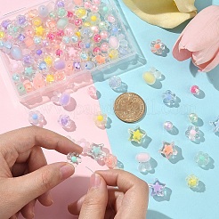60g 6スタイル透明アクリルビーズセット  二層ビーズ  混合図形  ミックスカラー  9.5~15.5x9~12.5x6~11.5mm  穴：2~2.5mm  10g /スタイル&nbsp;TACR-YW0002-51