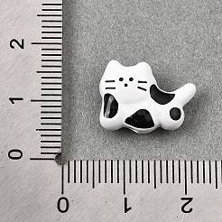 合金エナメルビーズ  猫の形  ホワイト  11.5x15.5x6mm  穴：1.4mm&nbsp;AL-CBA8B94-11