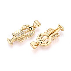 真鍮製マイクロパヴェキュービックジルコニアペンダント  蠍座  16KGP本金メッキ  23.5x11.5x3mm  穴：3.5mm&nbsp;KK-T071-88G