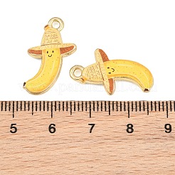 プリント合金ペンダント  バナナチャーム  ラックめっき  ゴールドカラー  きいろ  22x13x3mm  穴：1.8mm&nbsp;AL-CBA49CA-07B