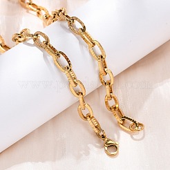 304ステンレススチールテクスチャアズキチェーンネックレス  イオンプレーティング（ip）  18KGP本金メッキ  17.80インチ（45.2cm）&nbsp;NJEW-Q013-01G