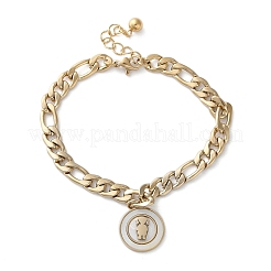 304 Stainless Steel Flat Round with Girl Charm Bracelets&nbsp;BJEW-A036-13G-01
