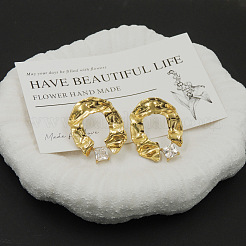 304 Stainless Steel & Cubic Zirconia Stud Earrings&nbsp;WG18948-01