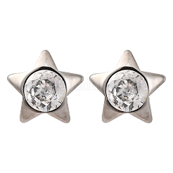 304ステンレススチールクリアキュービックジルコニアスタッドピアス  スター  ステンレス鋼色  7x7.5mm&nbsp;EJEW-Q044-06P