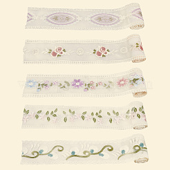 10ヤード 5色 ポリコットン 刺繍フラワーレースリボン  服飾材料  ミックスカラー  3-1/2インチ（90mm）  2ヤード/カラー&nbsp;AJEW-CY0001-36