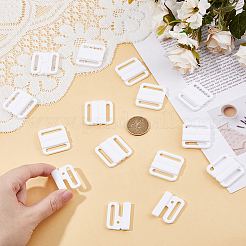 プラスチックビキニクリップ30個  ブラジャーバックル交換部品  ランジェリースナップ閉鎖  長方形  ホワイト  32x33.5x5mm  穴：25x5mm&nbsp;FIND-DC0007-02
