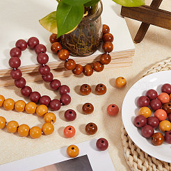 160Pcs 4 Colors Spray Painted Wood European Beads&nbsp;WOOD-GL0001-20