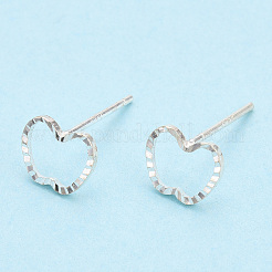 スターリングシルバーの中空アップルスタッドピアス 925 個  s925スタンプあり  銀  6.5x7.5mm  ピン：0.8mm&nbsp;STER-T005-09