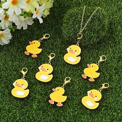 20Pcs 2 Styles Duck Alloy Enamel Pendant Decorations&nbsp;HJEW-YW00368