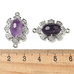 Natural Amethyst Faceted Oval Connector Charms&nbsp;G-G181-06P-03