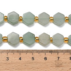 天然石グリーンアベンチュリンビーズ連売り  六角  シードビーズで  10x11x5mm  穴：0.9mm  約15個/連  7.68''（19.5センチメートル）&nbsp;G-F833-B02-01