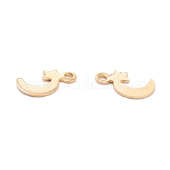 ステンレススチールチャーム201個  レーザー切断  スターとムーン  18KGP本金メッキ  11.5x7x0.5mm  穴：1.4mm&nbsp;STAS-B001-27G