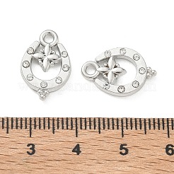 合金ラインストーンペンダント  クローバーのチャームが付いた馬蹄  長持ちメッキ  プラチナ  17x11x3mm  穴：1.8mm&nbsp;FIND-D044-16P
