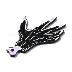 ハロウィンアクリルパーツ  diyのイヤリングパーツ  手のスケルトン  ブラック  47x30x2mm  穴：1.8mm&nbsp;SACR-G017-01
