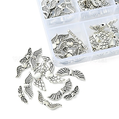チベット風合金ビーズ  混合図形  アンティークシルバー  4~9x14~22x2~4mm  穴：1~1.5mm  10個/スタイル&nbsp;TIBEB-FS0001-07