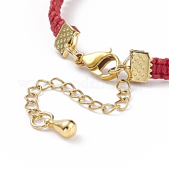 Glass Braided Flower Link Bracelet for Women&nbsp;BJEW-TA00130-03