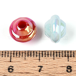 UVメッキ不透明アクリルビーズ  虹色の  空飛ぶ円盤  ミックスカラー  10x7.5mm  穴：2.8mm&nbsp;OACR-N153-01