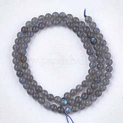 天然石ラブラドライトビーズ連売り  グレードAB +  ラウンド  6mm  穴：0.8mm  約62~65個/連  15.3インチ&nbsp;X-G-S333-6mm-035