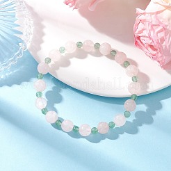 2Pcs Natural Green Aventurine & Rose Quartz Round Beaded Stretch Bracelets for Women&nbsp;BJEW-JB11926