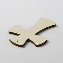 木製の大きなペンダント12個。  宗教クロスチャーム  染色されていない  小麦  127x92x5mm  穴：3.5mm  内径：115x82mm&nbsp;WOOD-WH0030-42A