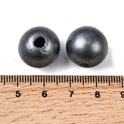 塗られた天然木のヨーロッパのビーズ  パールカラーの  大穴ビーズ  ラウンド  プルシアンブルー  16x14.5mm  穴：4~4.5mm.&nbsp;WOOD-S057-067P