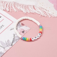 {10}代の女の子の女性のためのエネルギーパワーストレッチブレスレットが大好き  アクリル＆手作りポリマークレイ＆合成ヘマタイトビーズブレスレット  カラフル  内径：2-1/4インチ（5.7cm）&nbsp;BJEW-JB07034-02