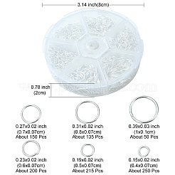 鉄製オープン丸カンセット1箱  混合サイズ  ラウンド  プラチナ  18~21ゲージ  4~10x0.7~1mm  内径：2.6~8mm  10g /サイズ  6サイズ  約1000個/箱&nbsp;IFIN-YW0001-44P