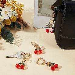 4Pcs 4 Styles Cherry Alloy Enamel Swivel Keychains&nbsp;KEYC-ME0001-04