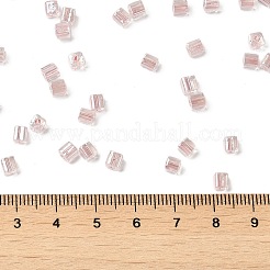 ガラスシードビーズ  透明な光沢のあるガラス  角穴  正方形  ミスティローズ  4x4x4mm  穴：1.2mm  222個/ 20g&nbsp;X1-SEED-H002-F-1139