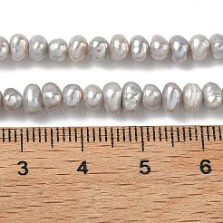 天然養殖淡水パールビーズ連売り  ロンデル  グレード3a+  グレー  4~4.5mm  穴：0.6mm  約117~120個/連  13.78インチ（35cm）&nbsp;PEAR-C004-02A