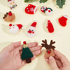 クリスマスウールニードルフェルトクラフト 9個 9スタイル  DIY 子供用ヘアアクセサリーデコレーション  混合図形  40~72.5x20~46x10~38mm  1個/スタイル&nbsp;AJEW-FH0005-27