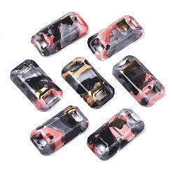 手作りの磁器リンクコネクター  ゴールド観賞  長方形  インディアンレッド  30x16.5x5mm  穴：5.5x2mm&nbsp;PORC-S501-034A
