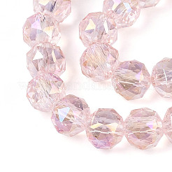 AB Color Plated Transparent Glass Round Beads Strands&nbsp;EGLA-T029-8mm-12T-13