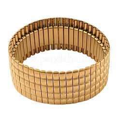 304ステンレススチールリンクチェーンブレスレット  ワイドストレッチブレスレット  ゴールドカラー  内径：2-5/8インチ（6.6cm）  ワイド：28mm&nbsp;BJEW-B076-03A-G