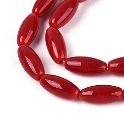 オペークガラスビーズ連売り  ライス  暗赤色  9~9.5x4~4.5mm  穴：0.7~0.9mm  約42~43個/連  14.96~15.35''（38~39センチメートル）&nbsp;X-GLAA-T028-15P-02