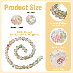 1 Strand Handmade Glod Sand Lampwork Beads Strands&nbsp;LAMP-TA0002-09F