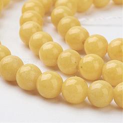 天然石馬山ジェイドラウンドビーズ連売り  染め  きいろ  6mm  穴：1mm  約69個/連  15.7インチ&nbsp;G-D263-6mm-XS07