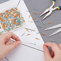 225個 9スタイル 真鍮製 釣り用ローリングベアリングコネクタ  シリコンローリングバレルフィッシング  釣り用スイベルはアクセサリーに取り組む  ミックスカラー  14~16x2mm  穴：1.2~1.5mm  25個/スタイル&nbsp;FIND-FH0003-27