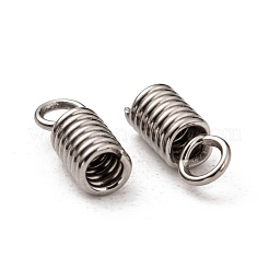 変色に強い304ステンレススチール製ターミネーター  コイルコードエンド  ステンレス鋼色  8x3mm  穴：2mm&nbsp;STAS-S028-13
