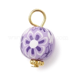 手作り樹脂粘土ペンダント  花の丸  ミックスカラー  17x10.5mm  穴：3.5mm&nbsp;PALLOY-JF03959