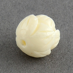 合成サンゴビーズ  蓮  染め  ベージュ  10x9.5x9.5mm  穴：1.5mm&nbsp;X-CORA-S010-01