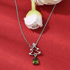 Christmas Snowflake Brass Micro Pave Cubic Zirconia Pendants Necklaces&nbsp;NJEW-L468-01P-B01