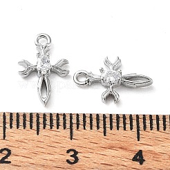 ラックメッキ真鍮マイクロパヴェキュービックジルコニアペンダント  コルスチャーム  プラチナメッキ  12x8x3mm  穴：1.2mm&nbsp;KK-K333-78P