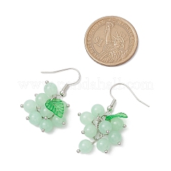 ナチュラルマレーシアジェイドダングルピアス  アクリルチャームと鉄製ピアスフック付き  ブドウ  プラチナ  43x18mm&nbsp;EJEW-JE06216