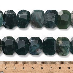 天然石モスアゲートビーズ連売り  長方形  多面カット  15x20x6mm  穴：1.5mm  約25個/連  14.96インチ（38cm）&nbsp;G-C285-A13-01
