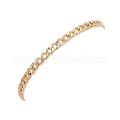 女性用 304 ステンレススチール キューバンリンクチェーンブレスレット  ゴールドカラー  7-1/4インチ（18.5cm）&nbsp;BJEW-JB12681