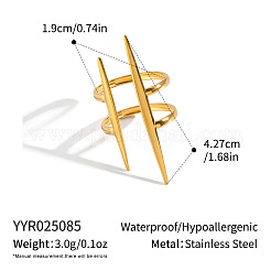 Parallel Line 304 Stainless Steel Open Cuff Rings for Women&nbsp;CS1853-1
